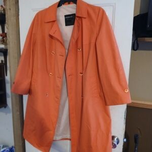 London Fog Orange Double-Breasted Trench Coat